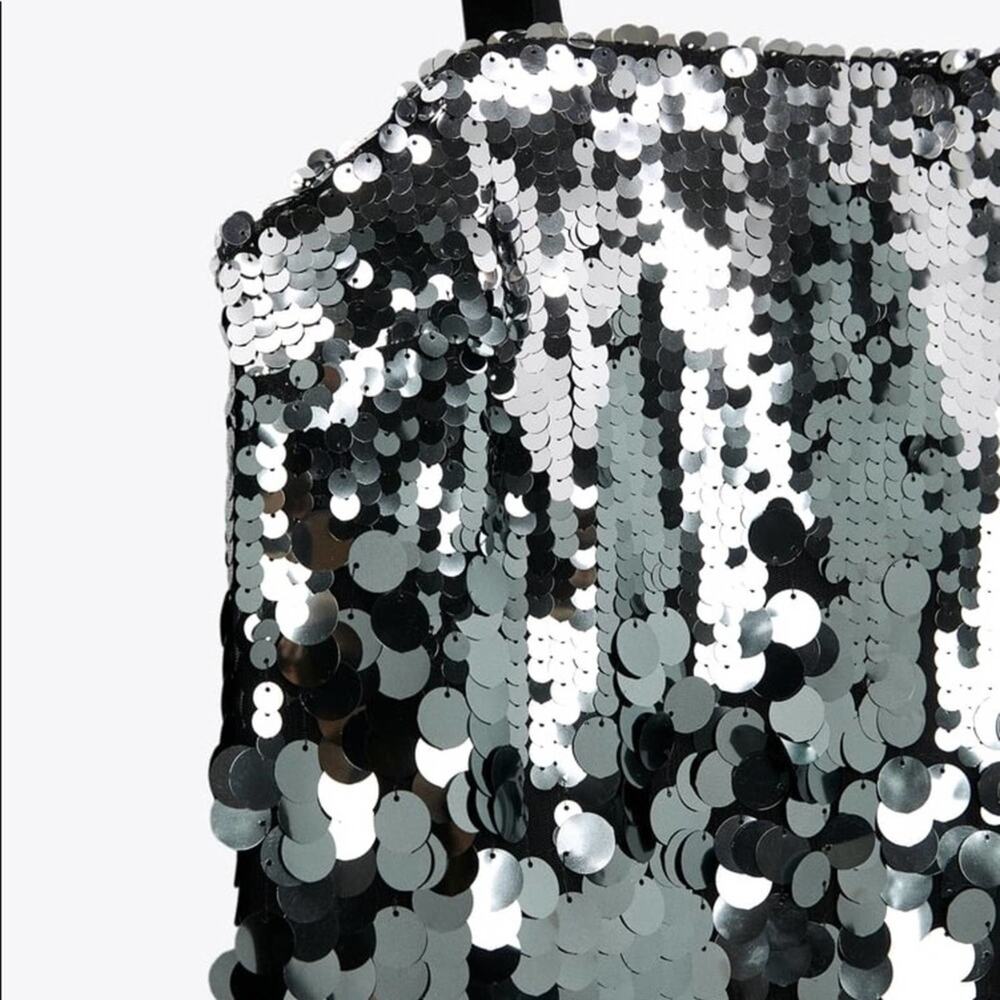 ZARA BLOGGER FAVORITE SEQUIN MINI DRESS SILVER - Picture 14 of 14